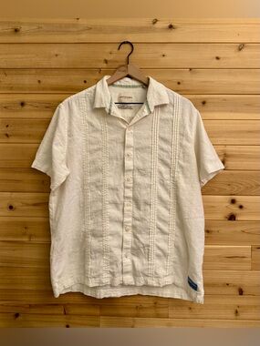 Scotch & Soda Large Linen Blend Button Down Camp Shirt Vacation Beach Wedding